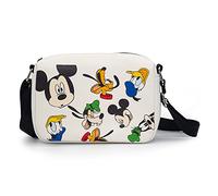 Borsa Disney, Cross Body, Rettangolo, Disney Mickey and Friends Fab Four Expressions All Over, Bianco, Pelle Vegana, Topolino e Amici