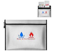 Borsa documenti ignifuga, 38 x 28 cm, contiene file A4, documenti bancari, denaro, oggetti di valore, 6 tasche integrate per carte di credito, 3 tasche per passaporto e una grande tasca.
