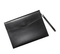 Borsa Documenti in PU Nera, Grande Capienza, Chiusura a Fibbia | Tasca Interna Ampia, Profilo Verticale, per Ufficio, Banche, Spostamenti, Scuola, 33x24,5x1cm