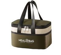 Borsa Donna A Mano Firmata-Borsa Donna in Pelle Vera-Borsa Termica in Alluminio Ispessito per Il Pranzo Bento con Riso, Pranzo per Lavoratori E Studenti delle Scuole Primarie (Army Green, M)