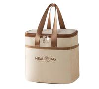 Borsa Donna A Mano in Pelle-Borsa Donna Tracolla Firmata-Borsa Termica in Alluminio Ispessito per Il Pranzo Bento con Riso, Pranzo per Lavoratori E Studenti delle Scuole Primarie (Beige, L)