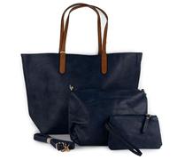 Borsa donna blu grande a spalla capiente da lavoro ufficio shopping bag shopper ecopelle con tracolla tre pezzi 3 giornaliera tutti i giorni Blu autunno inverno 2025 2026
