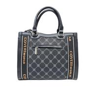 Borsa Donna Due Manici Ecopelle Stampa Personalizzata Multitasche Tracolla Regolabile Art.8846 Dimensioni 31 X 24 X 16 Coveri. (NERO)