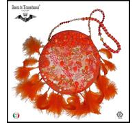 borsa donna estiva da spalla tracolla griff elegante originale piume arancione 1