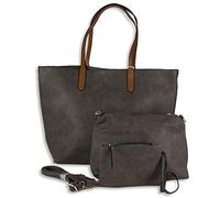 Borsa donna grigia grande shopping bag a spalla capiente con bosello borsellino tracolla tre pezzi 3 shopper giornaliera tutti i giorni da lavoro ufficio viaggio Grigio autunno inverno 2025 2026