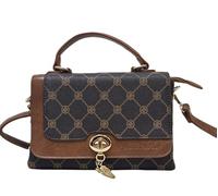 Borsa Donna Pattina Postina in Ecopelle Stampa Personalizzata Multitasche Manico e Tracolla Regolabile/Removibile Art.9010 Dimensioni 23 X 15 X 7 Coveri. (MARRONE)