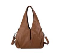 Borsa donna pelle Large Hobo Shopper Capacity Pu Leather Shoulder Bag Solid Color Simple Commuter Retro Travel Tote Borse tote in pelle da donna(Brown)