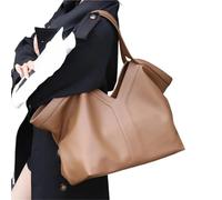 Borsa donna pelle Simple Tote Bag Large Capacity Soft Leather Y-shaped Genuine Light Luxury Solid Color Commuter Borse tote in pelle da donna(Brown)