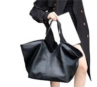 Borsa donna pelle Simple Tote Bag Large Capacity Soft Leather Y-shaped Genuine Light Luxury Solid Color Commuter Borse tote in pelle da donna(Black)