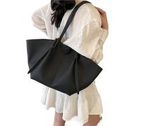 Borsa donna pelle Summer Large Capacity Tote Bag Lychee Pattern Solid Color Simple Texture One Shoulder Underarm Borse tote in pelle da donna(Black)