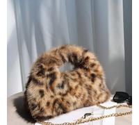 Borsa Donna Peluche Fantasia Animalier Beige Con Catena Oro Trend CF67760