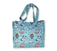 Borsa Donna Piccola In Plastica Busta Nylon Riutilizzabili per la Spesa Shopper Bag Borse Cerniera Zip Casual Universale Fantasia Gattini 30 cm Idea Regalo di Natale Mamma (Fantasia P.2 Celeste)