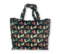 Borsa Donna Piccola In Plastica Busta Nylon Riutilizzabili per la Spesa Shopper Bag Borse Cerniera Zip Casual Universale Fantasia Gattini 30 cm Idea Regalo di Natale Mamma (Fantasia Gr.2 Nero)