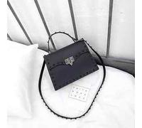 Borsa donna pochette manici tracolla nero rivetto elegante pelle sintetica 2070