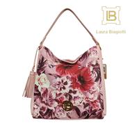 Borsa Donna Sacca A Spalla Laura Biagiotti Ecopelle Fantasia Fiorata Fiori Rosa