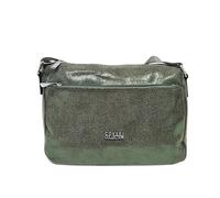 Borsa Donna Sacca Spallaccia Morbida in Ecopelle Multitasche Tracolla Regolabile in Tessuto Personalizzato Dimensioni: 28 X 22 X 10 cm. ART. 009-4 Marchio COVERI (VERDE)