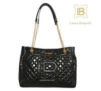 Borsa Donna Shopping Bag A Spalla Laura Biagiotti In Ecopelle Nera Trapuntata