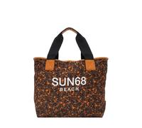BORSA DONNA SUN68 logo beach tote bag in cotone BEIGE/ARANCIO FLUO ND BEIGE/ARAN