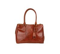 Borsa Donna Tracolla/Due Manici Vera Pelle Italiana Tamponata a Mano Prodotto Fabbricato in Italia Chiusura Doppia Cerniera Lampo Artigiani Toscani Made In Italia Marchio I FRATELLI Art.5524 (CUOIO)