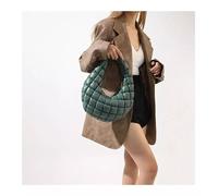 Borsa Donna Trapuntata Verde Effetto Piuma A Mezza Luna Manico Imbottito CF82987