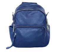 Borsa Donna Zaino VERA PELLE morbida Blu A Spalla Due Scomparti Divisori Tasche