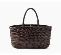 Borsa Dragon Diffusion 8809 Mini Flat Gora in pelle marrone scuro intrecciata...