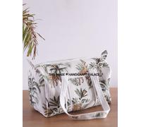 Borsa Duffel Trapuntata in Cotone DB-1 Unisex Bianca Stampa Animali
