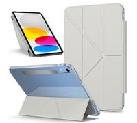 Borsa e custodia per tablet PC For iPad 10th Generation Case 10.9 inch Detachable Magnetic Slim Protective Case, Multi-Angle Viewing Clear Transparent Back Shell Stand Shockproof Tablet Cover(Gris)