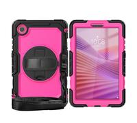Borsa e custodia per tablet PC For Lenovo Tab One 8.7 inch/K9 TB305FU 2025 Heavy Duty Shockproof TPU Case, Protective Cover W Screen Protector 360° Kickstand+Hand Strap+Shoulder Strap(Rose2)