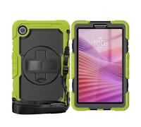 Borsa e custodia per tablet PC For Lenovo Tab One 8.7 inch/K9 TB305FU 2025 Heavy Duty Shockproof TPU Case, Protective Cover W Screen Protector 360° Kickstand+Hand Strap+Shoulder Strap(Ye?il)