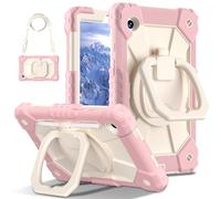 Borsa e custodia per tablet PC For Samsung Galaxy Tab A9 Case 8.7 Inch 2023 Model (SM-X110/X115/X117) Heavy Duty Tablet PC Case with 360 Rotating Kickstand,Hand/Shoulder Strap(Rose gold)