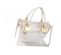 borsa elegante e trasparente, Small Clear Tote Beach Shoulder Top-handle Bag PVC Transparent Fashion Crossbody Bags(White)
