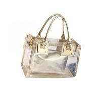 borsa elegante e trasparente, Small Clear Tote Beach Shoulder Top-handle Bag PVC Transparent Fashion Crossbody Bags(Gold)