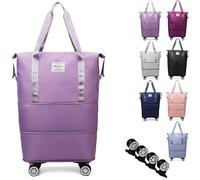Borsa espandibile con rotelle, valigia pieghevole senza manicoBorsa resistente e leggera con rotelle (Violet)