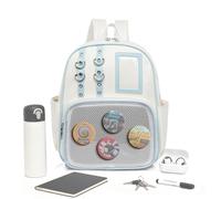Borsa espositore per badge - Zaino in pelle PU trasparente | Organizer per le donne | Ita Bag grande capacità per portachiavi - Viaggio Ufficio Scuola Convenzione Anime, blu e bianco, Consulte la