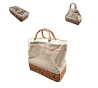 borsa estiva da viaggio in vimini e tela tessuto ecru mare piscina coffa