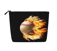 Borsa falsa della canapa dell'organizzatore cosmetico del fuoco di baseball grande, sacchetto con cerniera resistente all'acqua per il viaggio quotidiano