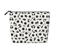 Borsa falsa della canapa dell'organizzatore cosmetico del modello del pallone da calcio bianco e nero grande sacchetto con cerniera resistente all'acqua per il viaggio quotidiano