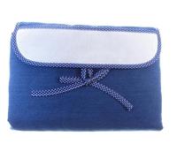 BORSA FASCIATOIO A BUSTA JEANS "POIS BLU" CON AIDA DA RICAMARE