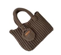 Borsa fatta a mano all'uncinetto borsa morbida in filato alla moda borse a maglia borsa con manico superiore per viaggi casual e borsa leggera da donna alla moda, Colore caffè., One Size