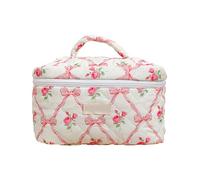 Borsa Floreale - Borsa Per Trucco Floreale | Borsa Per Trucco Estetica, Borse Per Trucco E Portatile Per Il Trucco Di Fiori Organizzatore Di Stoccaggio Di Grande Capacità, rosa, Open cover