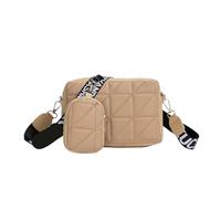 Borsa for cellulare alla moda, monospalla con motivo a rombi di grande capacità, set da due pezzi, tracolla larga Per Matrimoni e Balli di Fine Anno(Khaki)