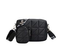 Borsa for cellulare alla moda, monospalla con motivo a rombi di grande capacità, set da due pezzi, tracolla larga Per Matrimoni e Balli di Fine Anno(Black)
