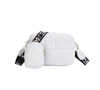 Borsa for cellulare alla moda, monospalla con motivo a rombi di grande capacità, set da due pezzi, tracolla larga Per Matrimoni e Balli di Fine Anno(White)
