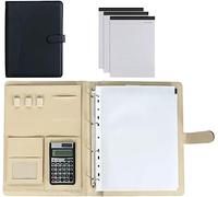 Borsa for documenti, supporto for organizer for portfolio, raccoglitore in pelle PU con calcolatrice Organizer for notebook A4 for conferenze con curriculum di interviste (Colore: Blu, Dimensioni: Cal