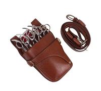 Borsa for forbici da parrucchiere in pelle con clip, borsa for barbiere, custodia tracolla Per Saloni(Brown)