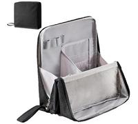 Borsa for il trucco in tessuto Oxford multiuso e di grande capacità, organizer portatile in tela leggera con scomparti multipli, design verticale for viaggi, lavoro e uso quotidiano.(Black)