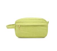 Borsa for il trucco, organizer in velluto a coste, borsa cosmetica con manico, portatile, da viaggio, di grande capacità, for ragazze e donne beauty case(Groen)