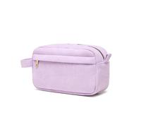 Borsa for il trucco, organizer in velluto a coste, borsa cosmetica con manico, portatile, da viaggio, di grande capacità, for ragazze e donne beauty case(Lila)