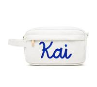 Borsa For Il Trucco Personalizzata Con Nome, Astuccio For Matite Personalizzato, In Filato, Organizer For Cosmetici, In Velluto A Coste For Ritorno A Scuola, Regalo For Damigella D'onore(White)